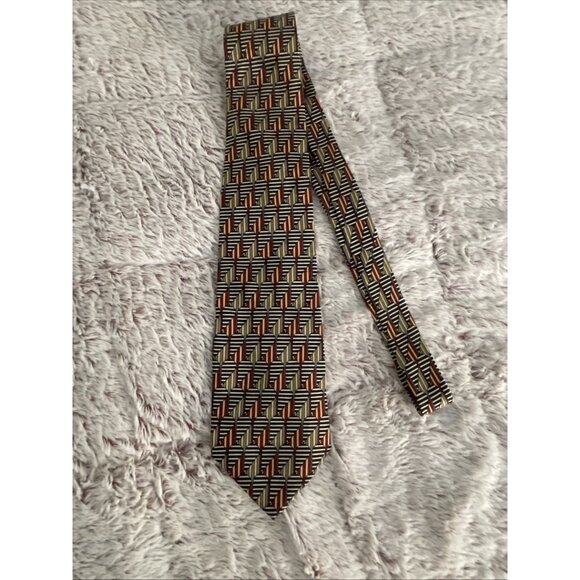 Barry Wells Tall Man Silk Tie 65.5 X 4” Black, Burgundy, Gold, Gray Necktie Long - Picture 6 of 9